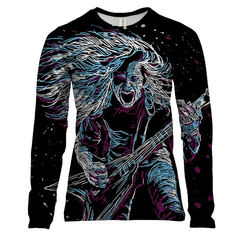 Жіночий 3D лонгслів с орущим панк рокером