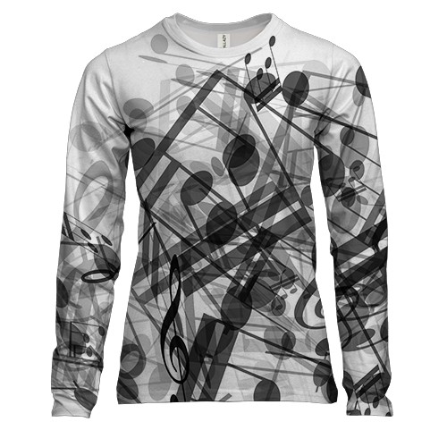 Женский 3D лонгслив с перемешанными нотами