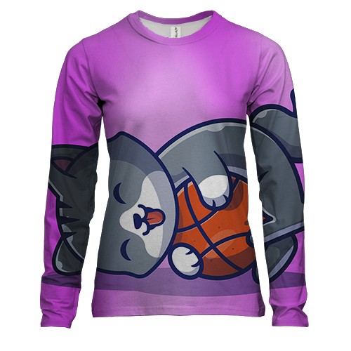 Жіночий 3D лонгслів з котом і баскетбольним м