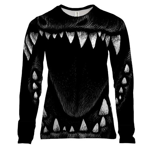 Женский 3D лонгслив с открытой пастью