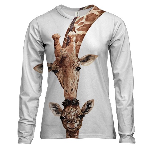 Жіночий 3D лонгслів з двома жирафами
