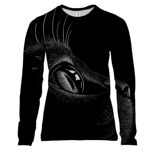 Жіночий 3D лонгслів з поглядом кота