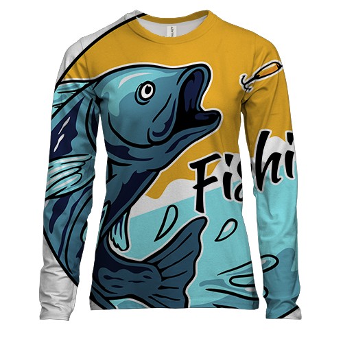 Женский 3D лонгслив с рыбой и крючком