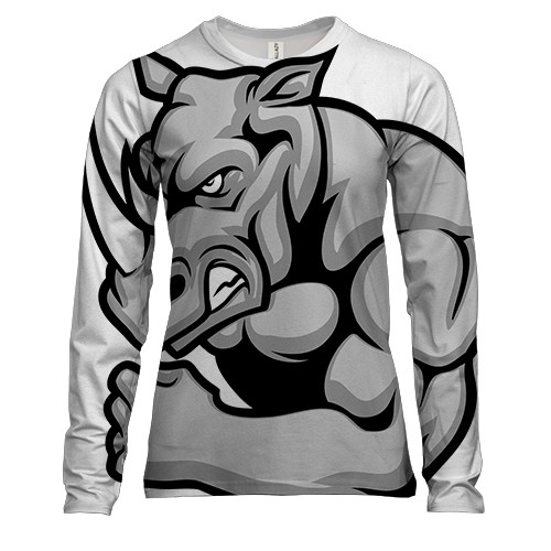 Женский 3D лонгслив с носорогом качком