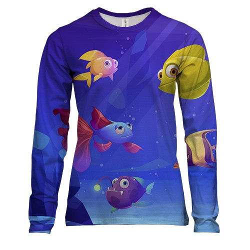 Жіночий 3D лонгслів з підводними рибками