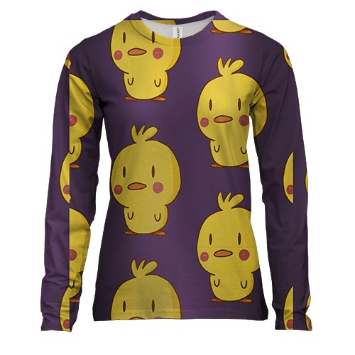 Жіночий 3D лонгслів з жовтими курчатами