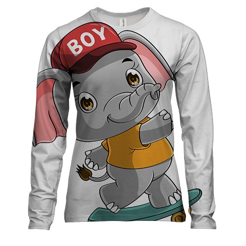Женский 3D лонгслив с мальчиком слоненком
