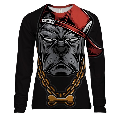 Жіночий 3D лонгслів з собакой репером