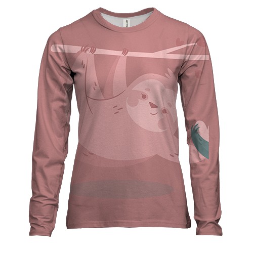 Жіночий 3D лонгслів с девочкой ленивцем