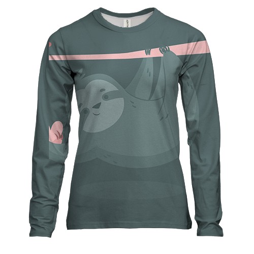 Женский 3D лонгслив с мальчиком ленивцем