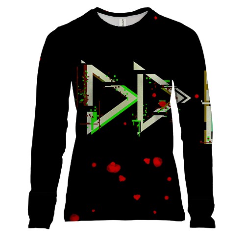 Женский 3D лонгслив с глитч кнопками