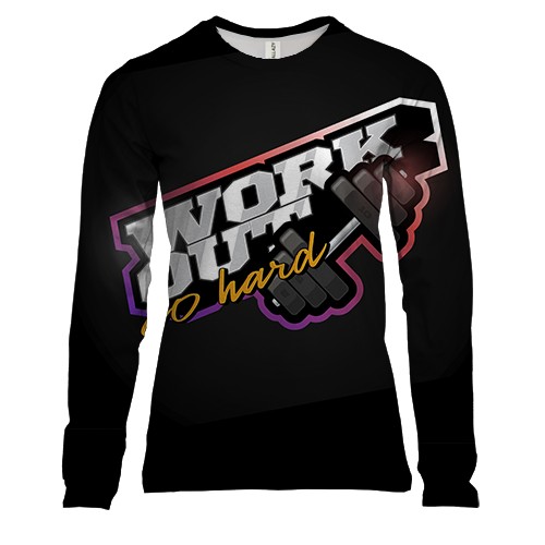 Женский 3D лонгслив Work out go hard