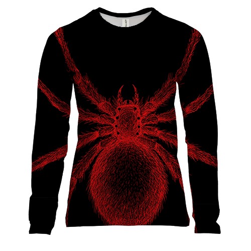 Женский 3D лонгслив с красным пауком