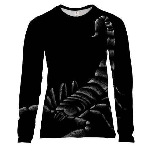 Женский 3D лонгслив с контурным скорпионом