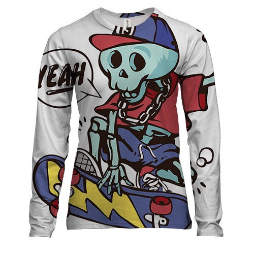 Женский 3D лонгслив Yeah skate skull