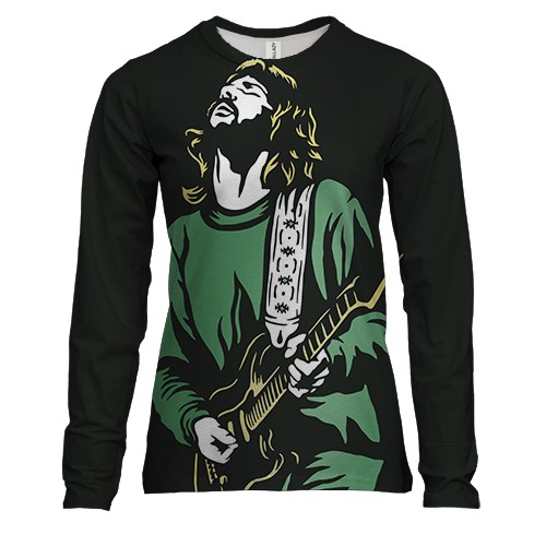 Женский 3D лонгслив с зеленым гитаристом