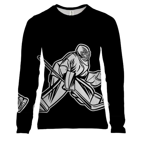 Женский 3D лонгслив с белыми хоккеистками