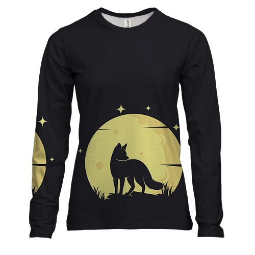 Женский 3D лонгслив с лисой и антилопами