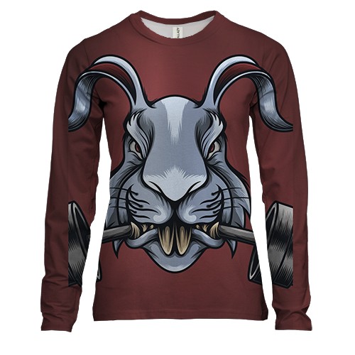 Жіночий 3D лонгслів з зайцем і штангою