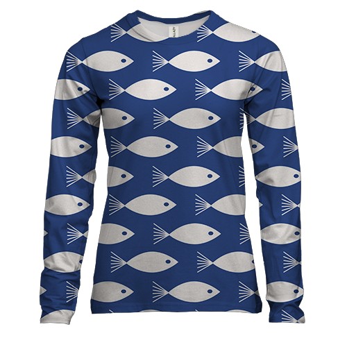 Женский 3D лонгслив White fish