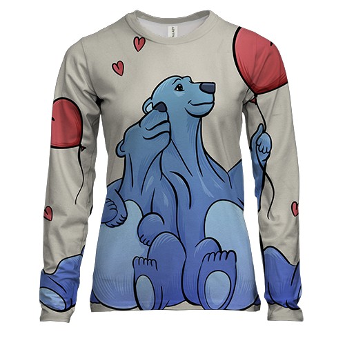 Жіночий 3D лонгслів з парою синіх полярних ведмедиків