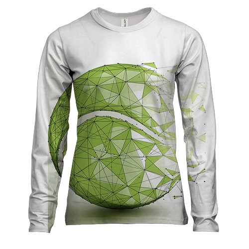 Женский 3D лонгслив с полигональным теннисным мячиком
