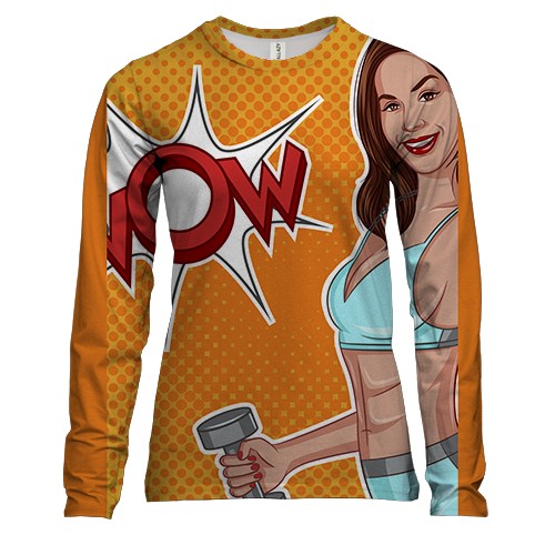 Женский 3D лонгслив Fitness girl wow