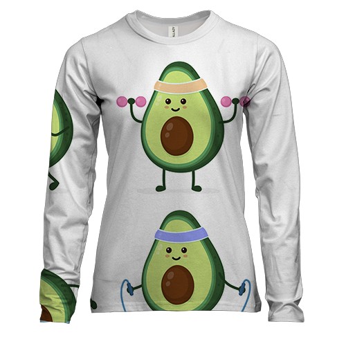 Жіночий 3D лонгслів з тренирующимся авокадо