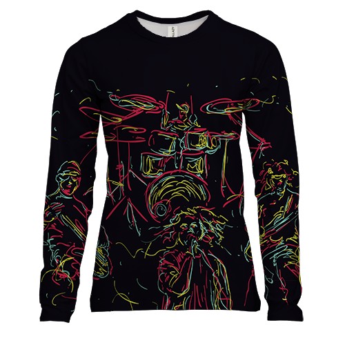 Женский 3D лонгслив с рок группой