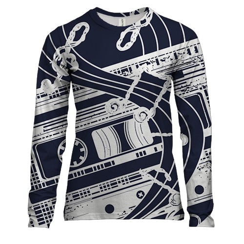 Жіночий 3D лонгслів з синьою касетою