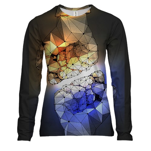 Женский 3D лонгслив с полигональными кулаками