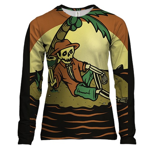Женский 3D лонгслив с гавайским скелетом