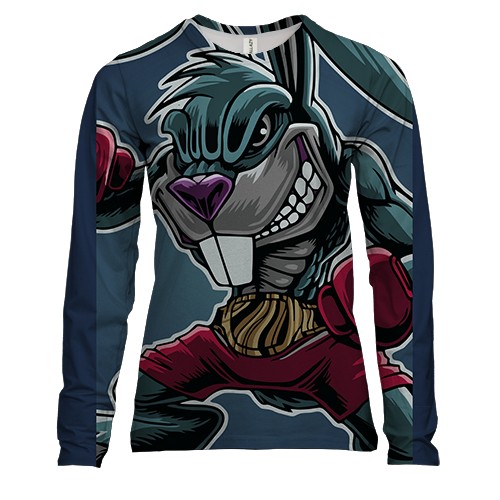 Женский 3D лонгслив с кроликом боксером