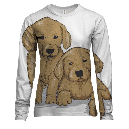 Жіночий 3D лонгслів з двома цуценятами