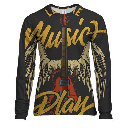 Женский 3D лонгслив Music play rock