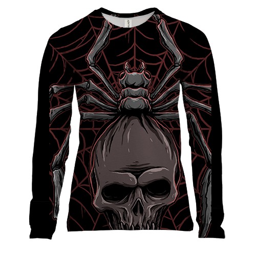 Женский 3D лонгслив с пауком скелетом