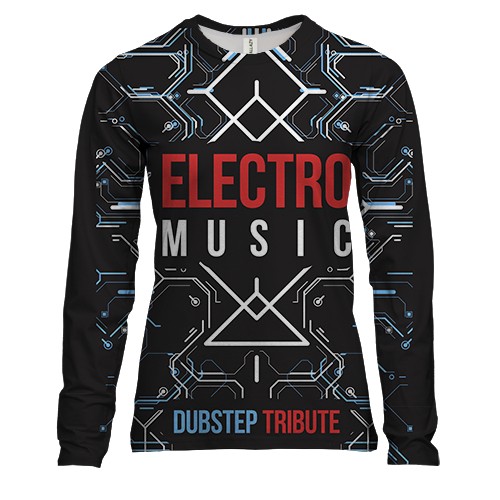 Женский 3D лонгслив Electro music