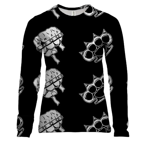 Жіночий 3D лонгслів з кастетами і кулаками