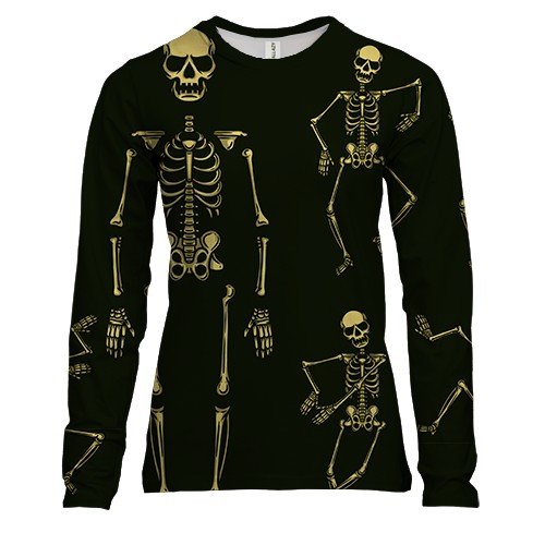 Женский 3D лонгслив с танцующим скелетом