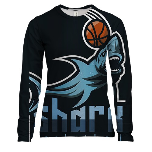 Женский 3D лонгслив shark basketball