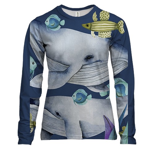 Жіночий 3D лонгслів з двома китами