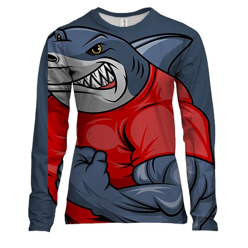 Жіночий 3D лонгслів з акулою борцем
