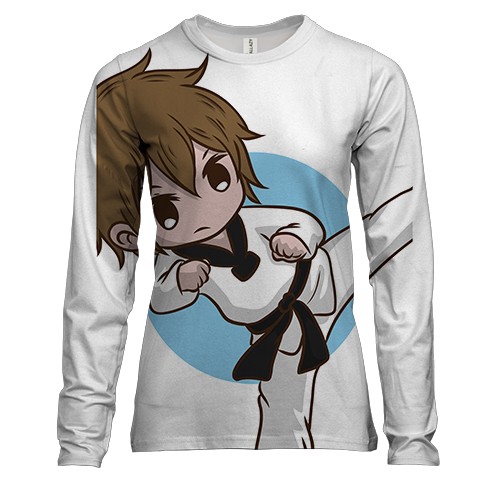 Жіночий 3D лонгслів з хлопчиком каратистом