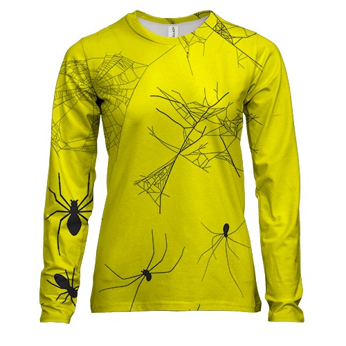 Женский 3D лонгслив с пауками и паутиной