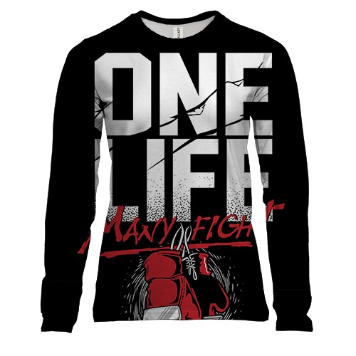 Женский 3D лонгслив One life - many fight