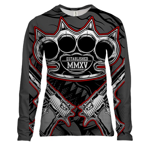 Женский 3D лонгслив с кастетом и пистолетами