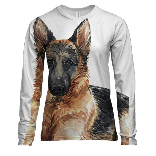 Жіночий 3D лонгслів з намальованою німецькою вівчаркою