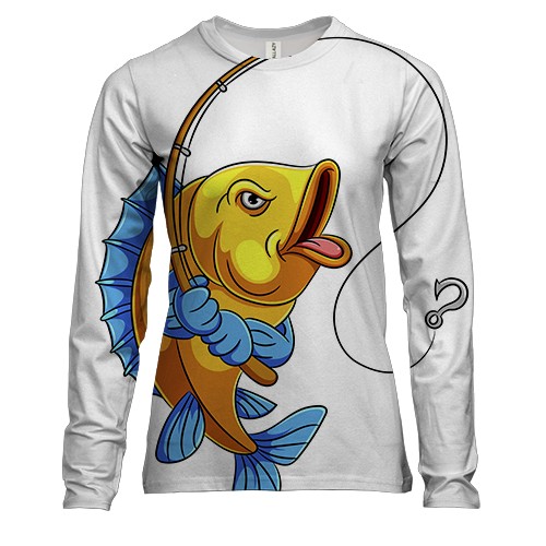 Женский 3D лонгслив с рыбой и удочкой (2)