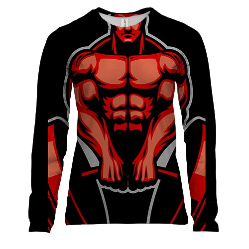 Женский 3D лонгслив с красным качком