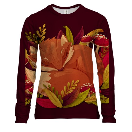 Женский 3D лонгслив со спящей лисой